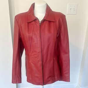 Excelled Collection Red Leather Jacket L
